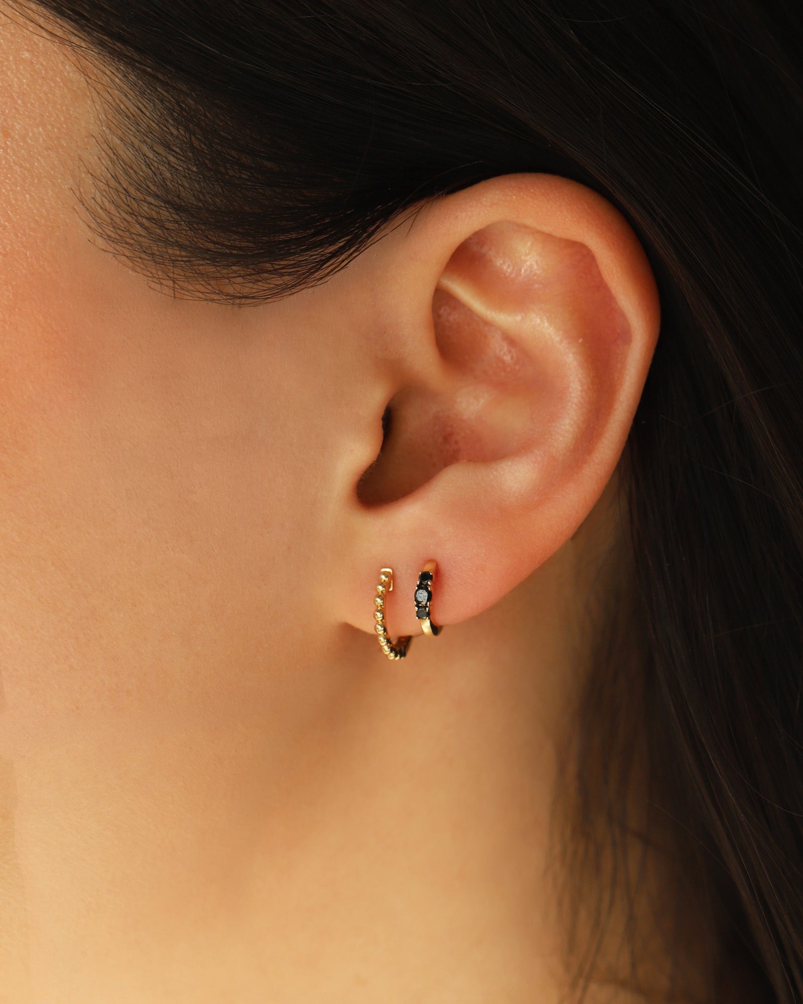 Goldhive-Multi Dot Huggies | 12mm-Earrings-Blue Ruby Jewellery-Vancouver Canada
