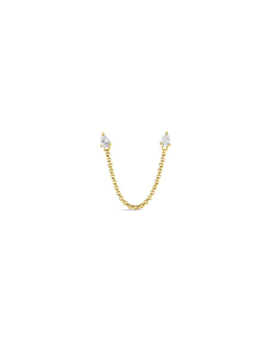 Goldhive-Teardrop Diamond Chain Loop Stud-Earrings-14k Yellow Gold, Diamond-Blue Ruby Jewellery-Vancouver Canada