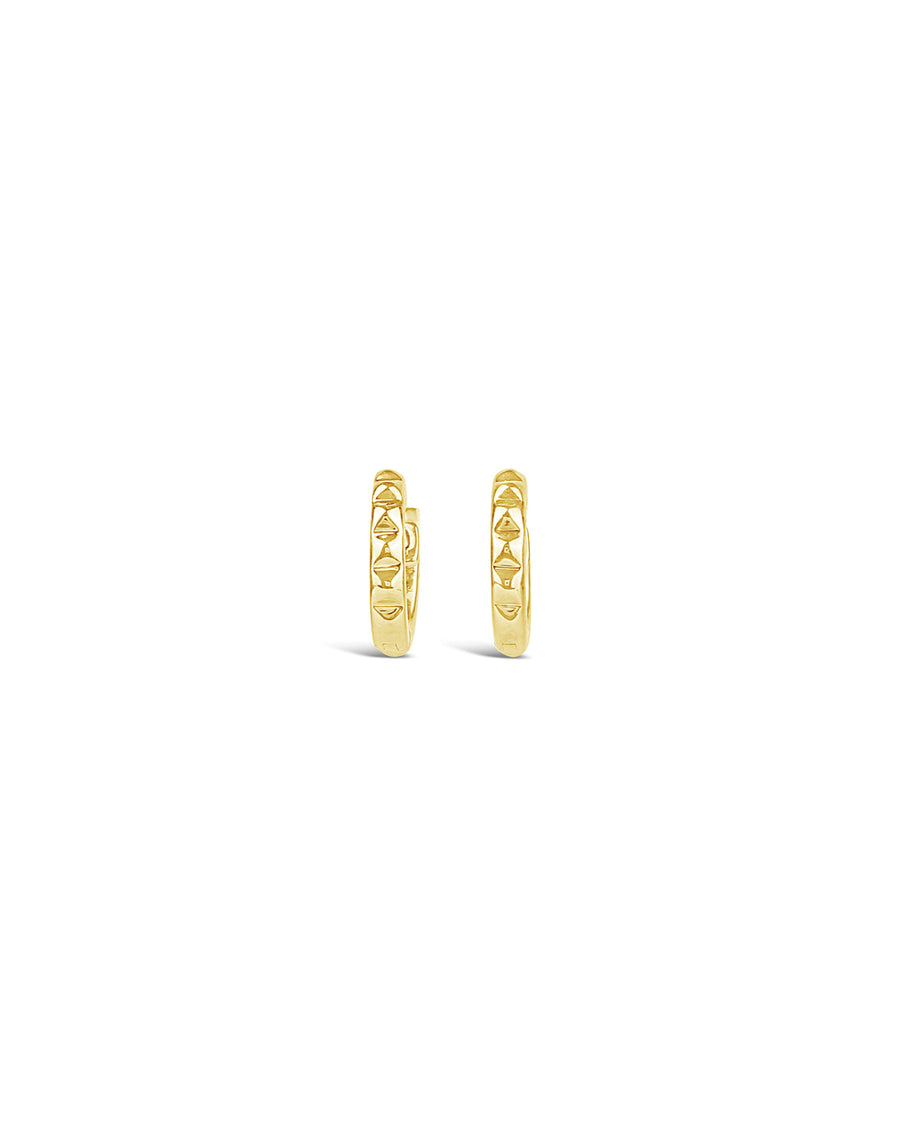 Goldhive-Pyramid Huggies-Earrings-14k Yellow Gold-Blue Ruby Jewellery-Vancouver Canada
