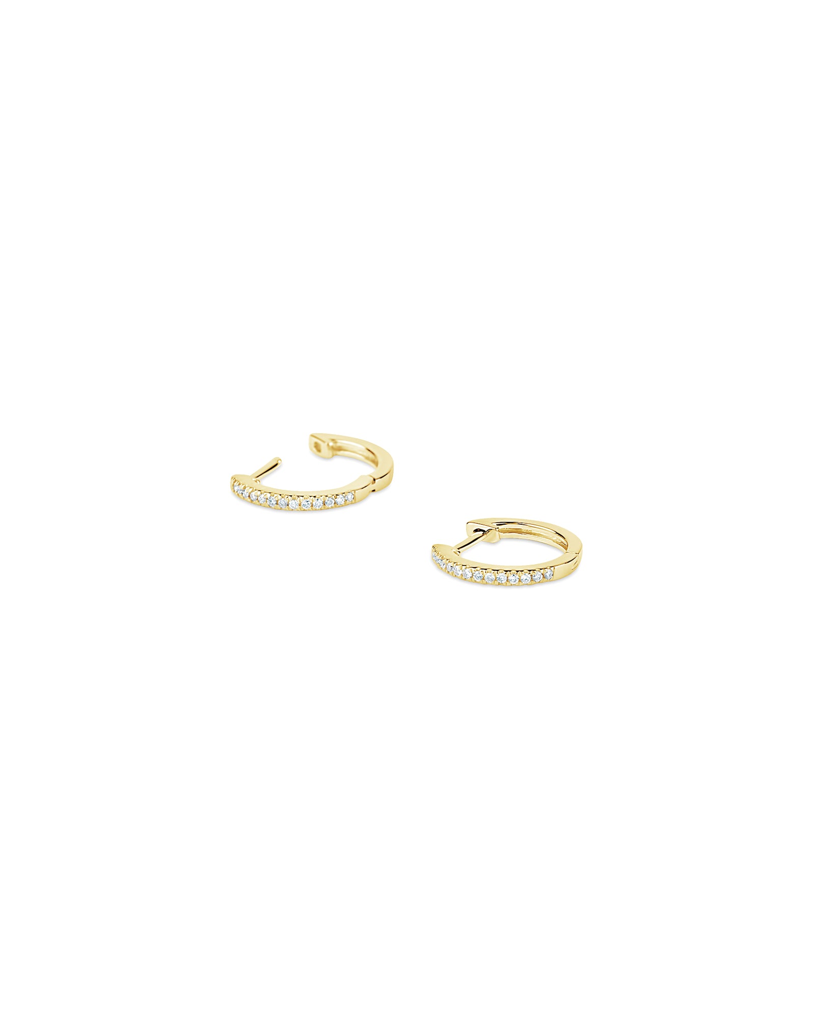 Pave Diamond Huggies 14k Yellow Gold