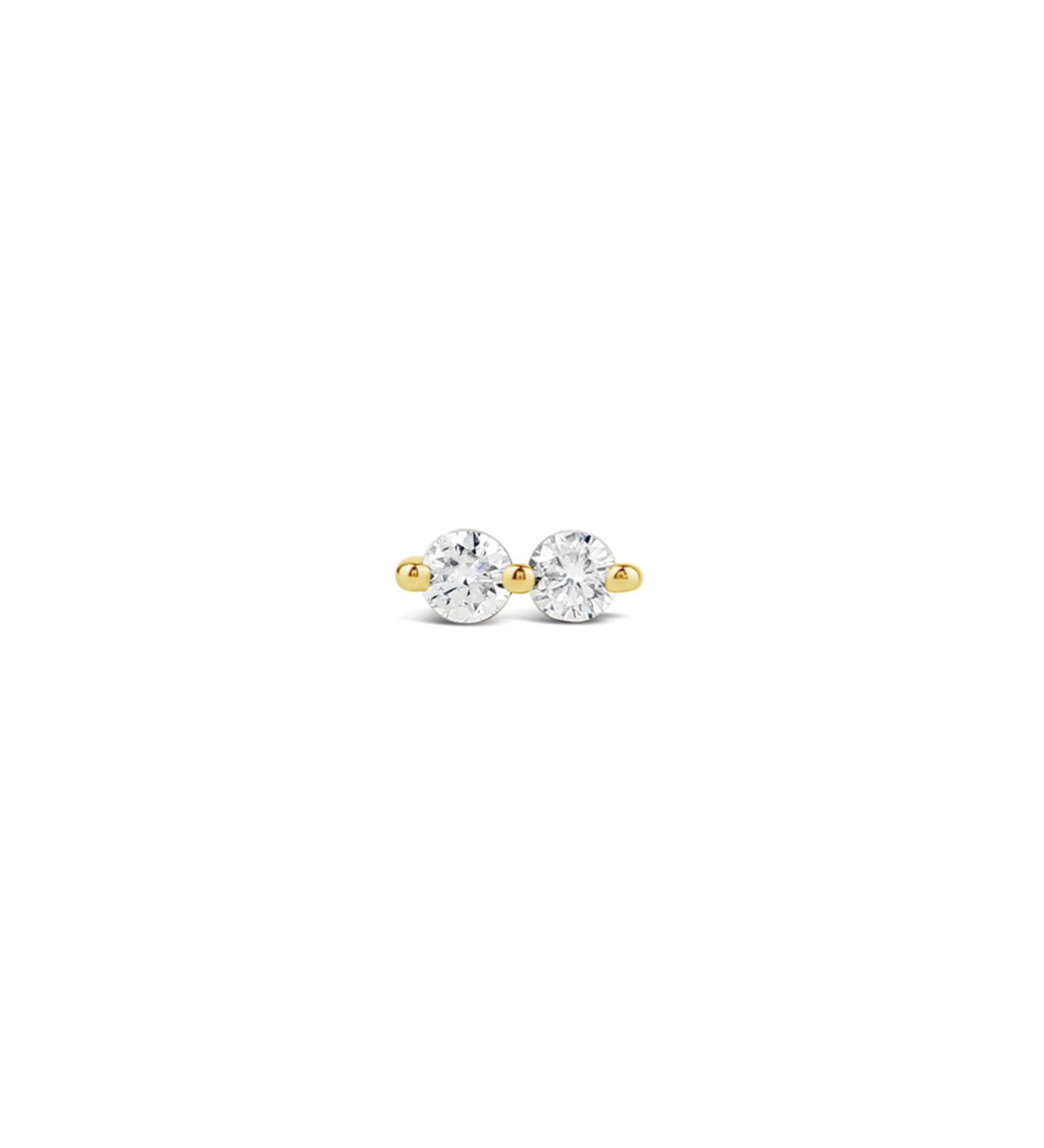 Double Diamond Stud 14k Yellow Gold, Diamond