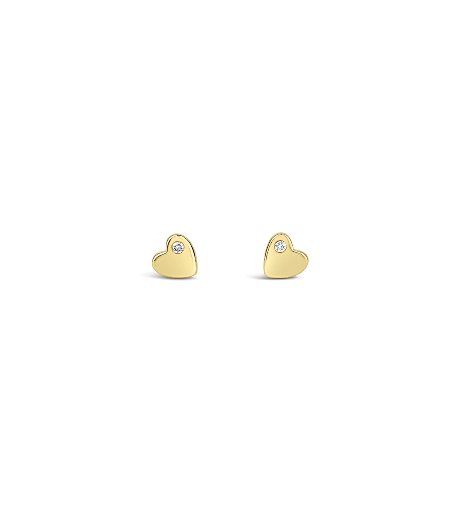 1 Diamond Heart Studs 14k Yellow Gold, Diamond