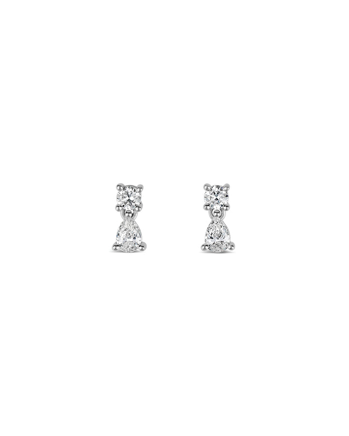 Goldhive-Pear Drop Diamond Studs-Earrings-14k White Gold, Diamond-Blue Ruby Jewellery-Vancouver Canada