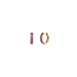 Goldhive-2 Row Ruby Huggies | 12mm-Earrings-14k Yellow Gold, Ruby-Blue Ruby Jewellery-Vancouver Canada