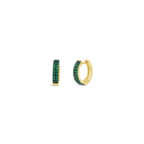 2 Row Emerald Huggies | 12mm 14k Yellow Gold, Emerald