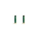 2 Row Emerald Huggies | 12mm 14k Yellow Gold, Emerald