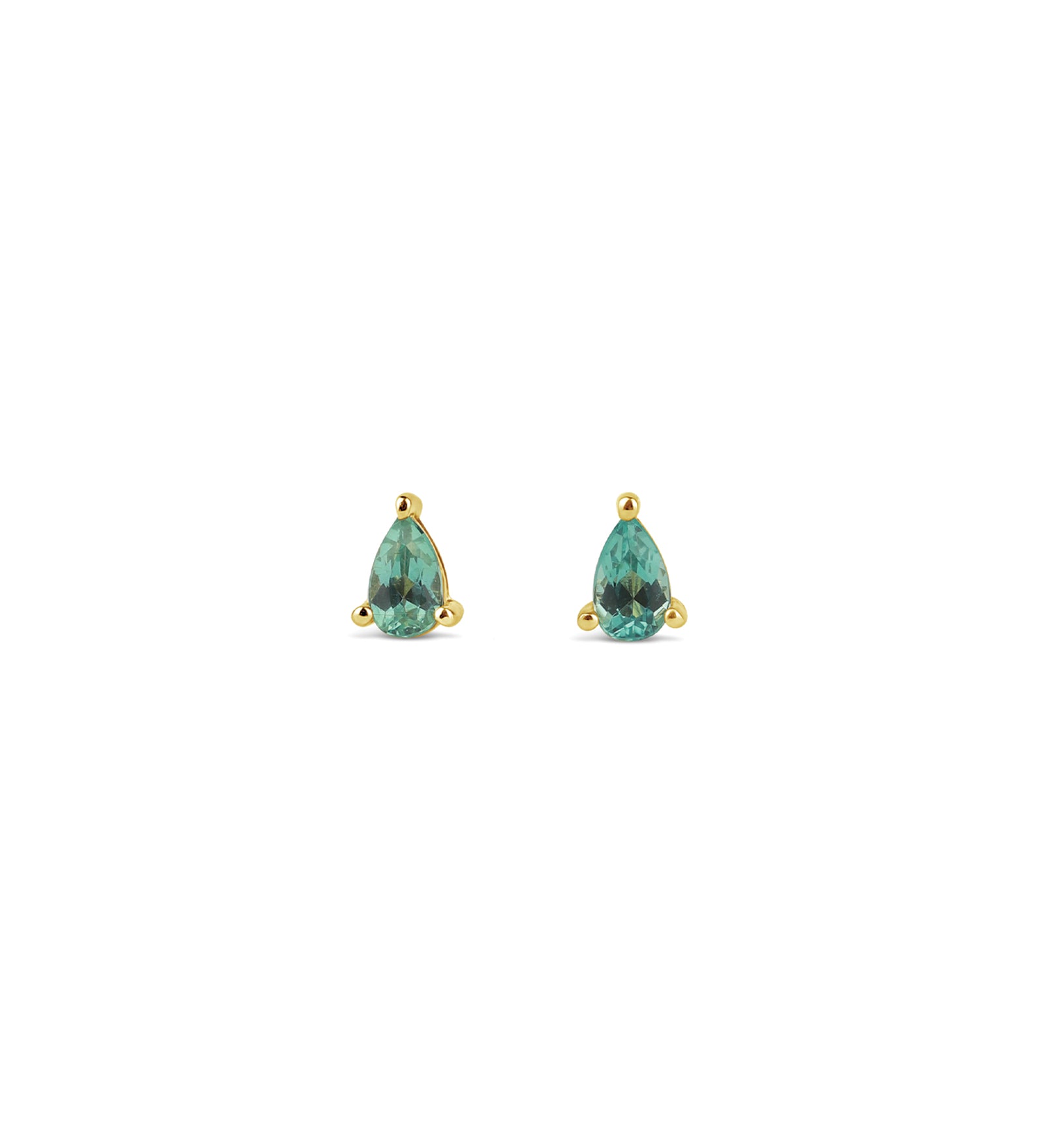 Teardrop Tourmaline Studs 14k Yellow Gold, Tourmaline