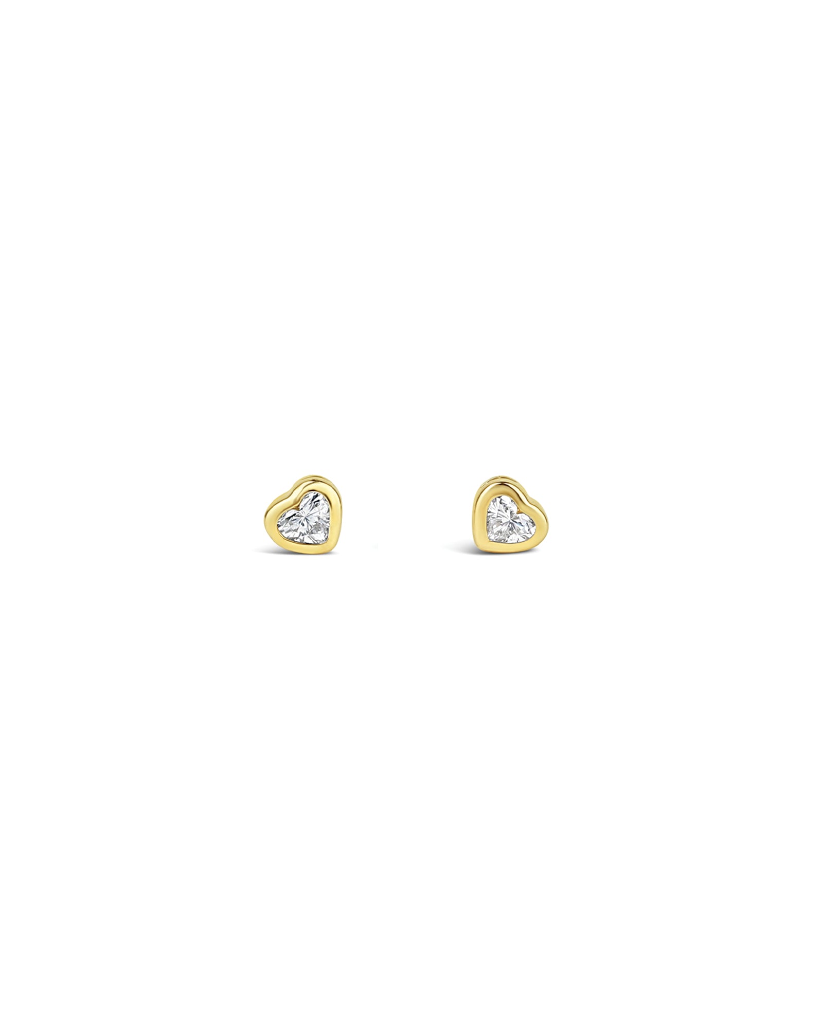Heart Diamond Studs 14k Yellow Gold, Diamond