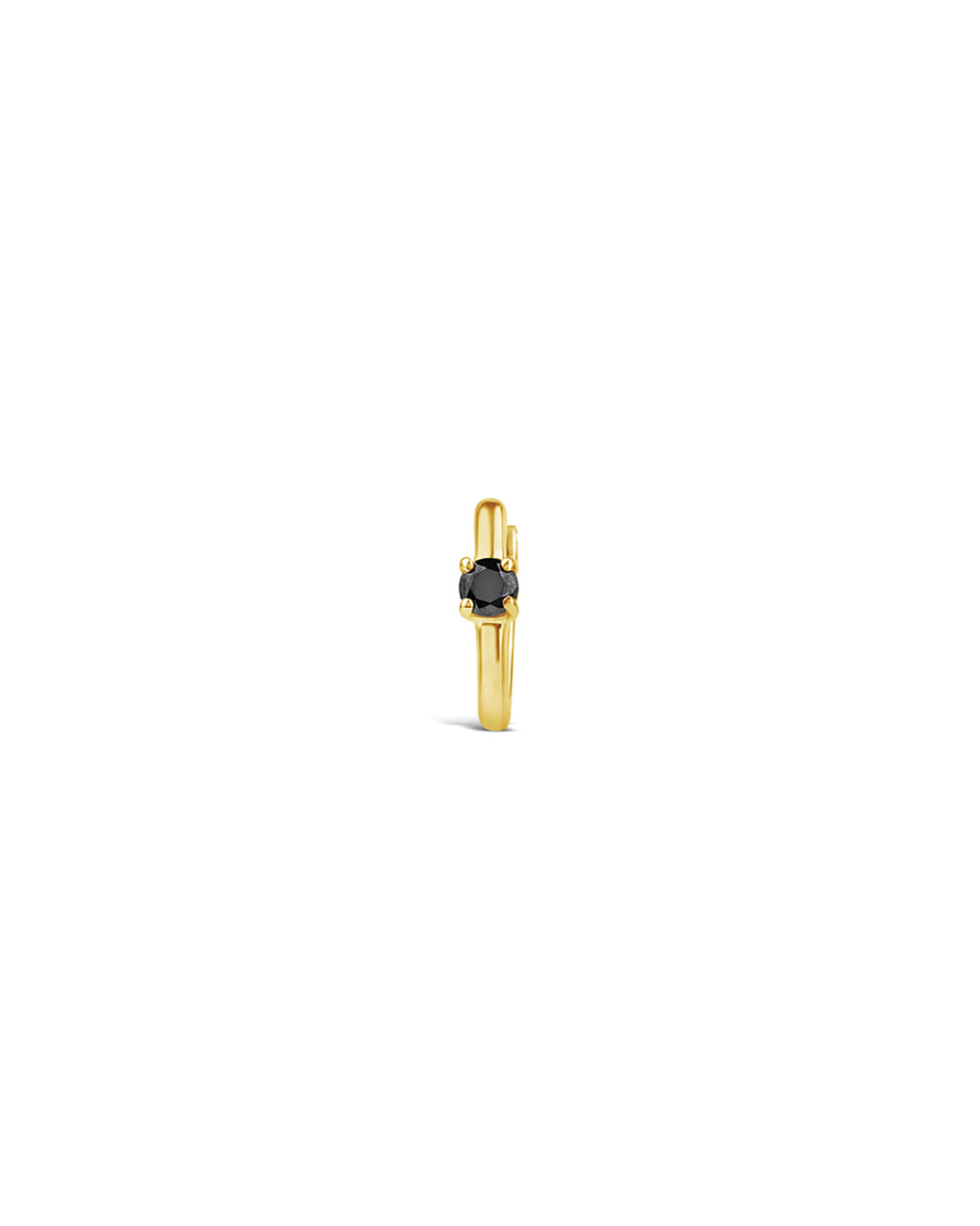 Goldhive-Single Black Diamond Huggie | 11mm-Earrings-14k Yellow Gold, Black Diamond-Blue Ruby Jewellery-Vancouver Canada
