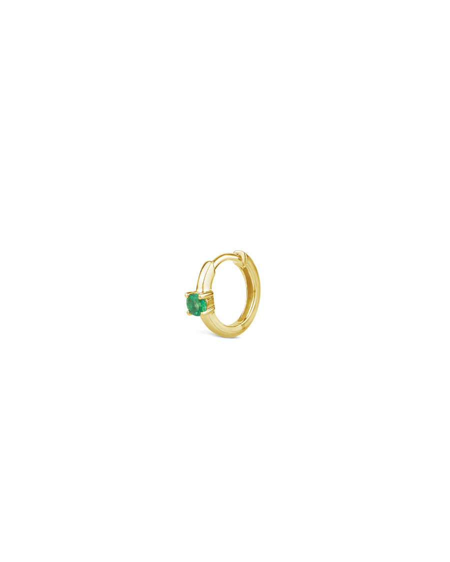 1 Emerald Huggie | 11mm 14k Yellow Gold, Emerald