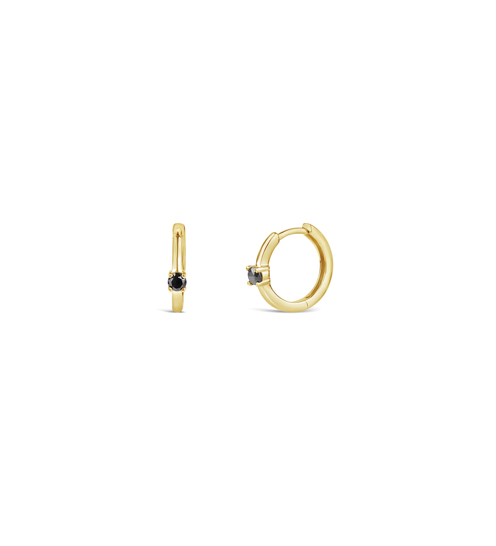 1 Diamond Huggies | 13mm 14k Yellow Gold, Black Diamond