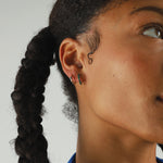 Goldhive-Single Black Diamond Huggies | 13mm-Earrings-14k Yellow Gold, Black Diamond-Blue Ruby Jewellery-Vancouver Canada