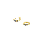 3 Diamond Huggie | 11mm 14k Yellow Gold, Black Diamond