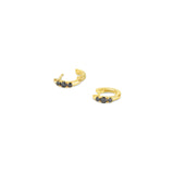 3 Diamond Huggie | 11mm 14k Yellow Gold, Black Diamond