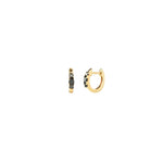 Goldhive-Three Black Diamond Huggies | 11mm-Earrings-Blue Ruby Jewellery-Vancouver Canada