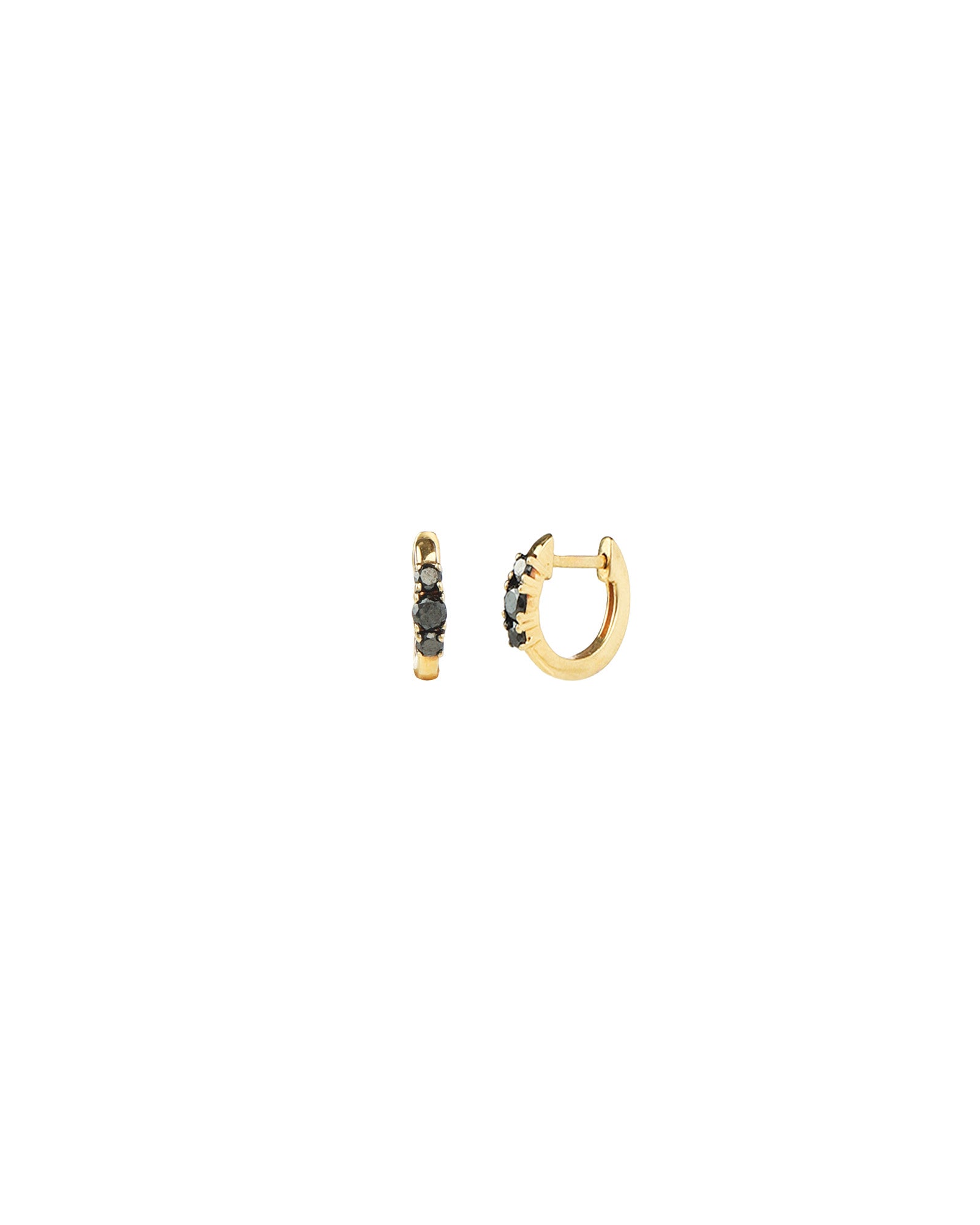 Goldhive-Three Black Diamond Huggies | 11mm-Earrings-Blue Ruby Jewellery-Vancouver Canada