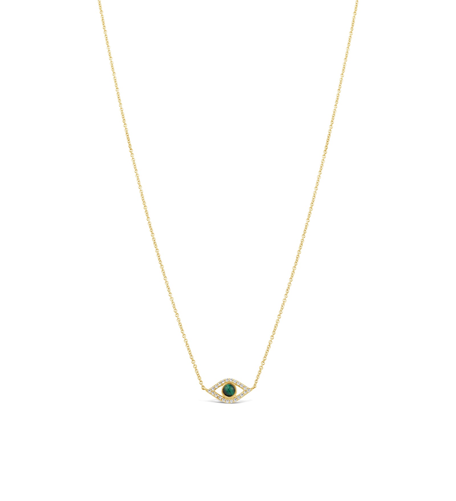 Evil Eye Necklace 14k Yellow Gold, Diamond