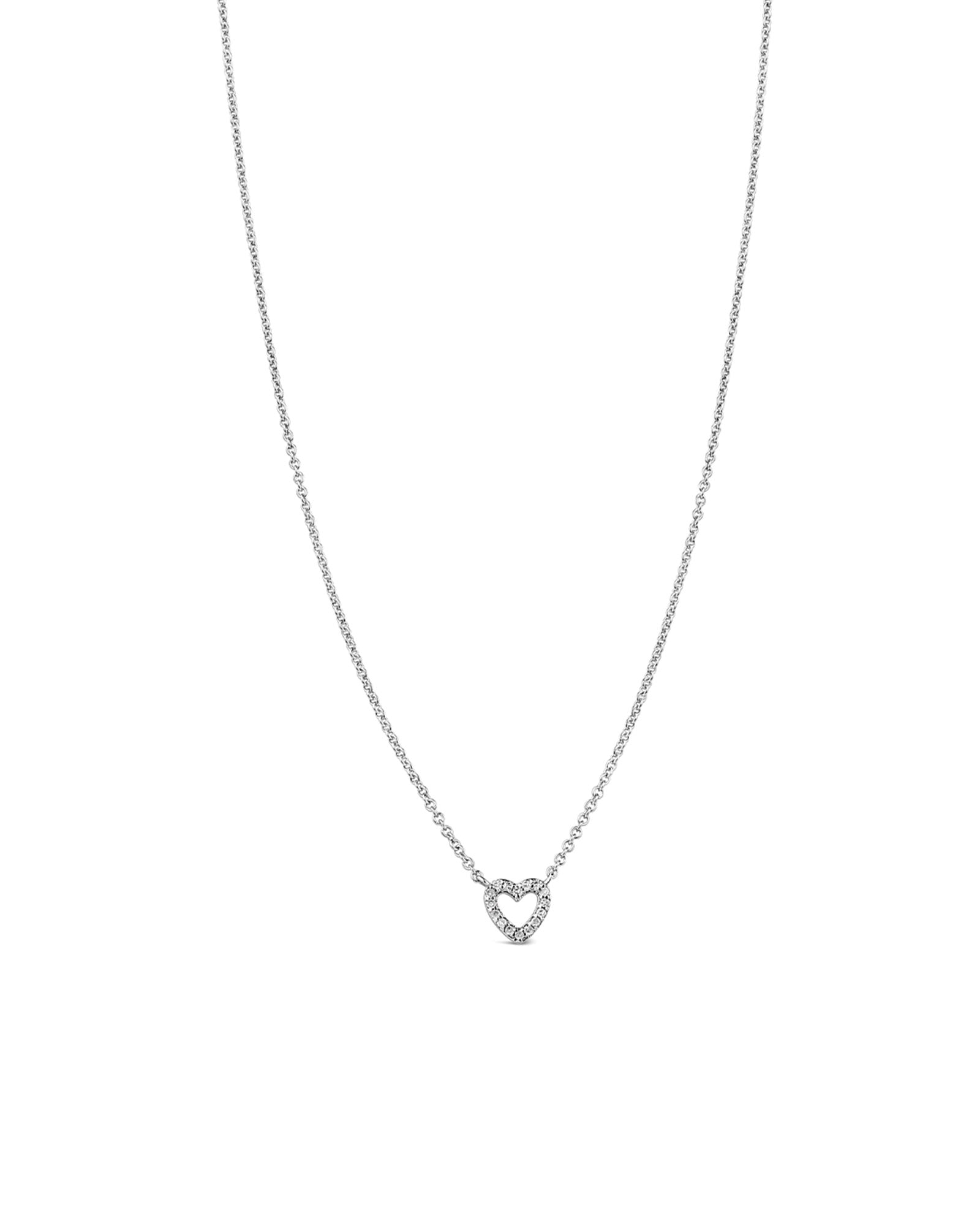 Open Heart Diamond Necklace 14k White Gold