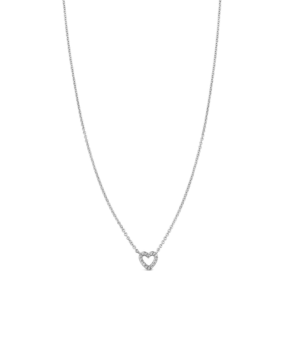 Open Heart Diamond Necklace 14k White Gold