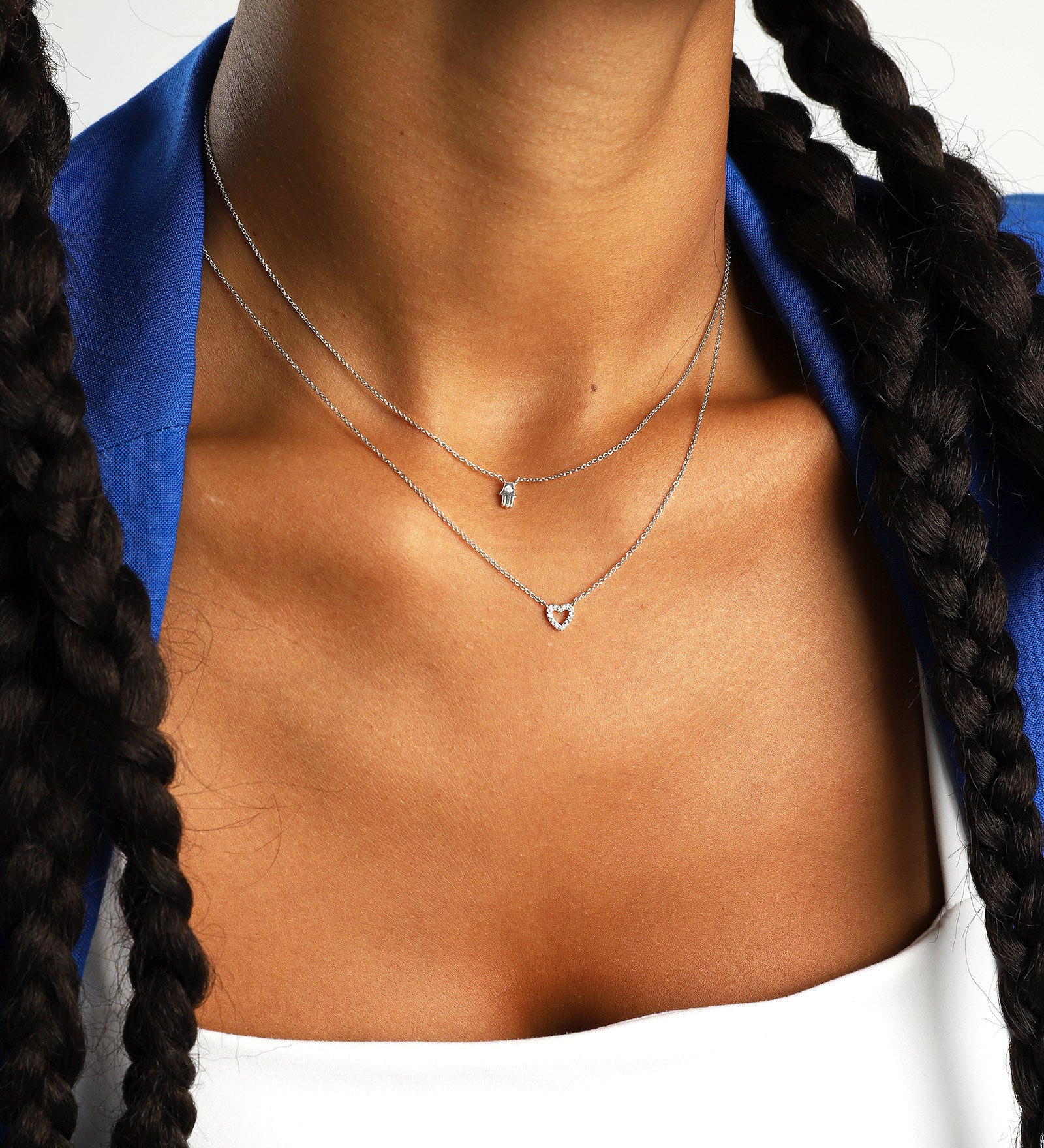 Goldhive-Open Heart Diamond Necklace-Necklaces-14k White Gold-Blue Ruby Jewellery-Vancouver Canada