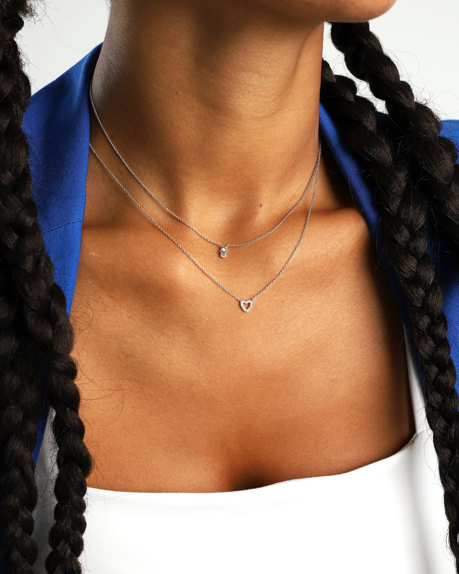 Goldhive-Open Heart Diamond Necklace-Necklaces-14k White Gold-Blue Ruby Jewellery-Vancouver Canada