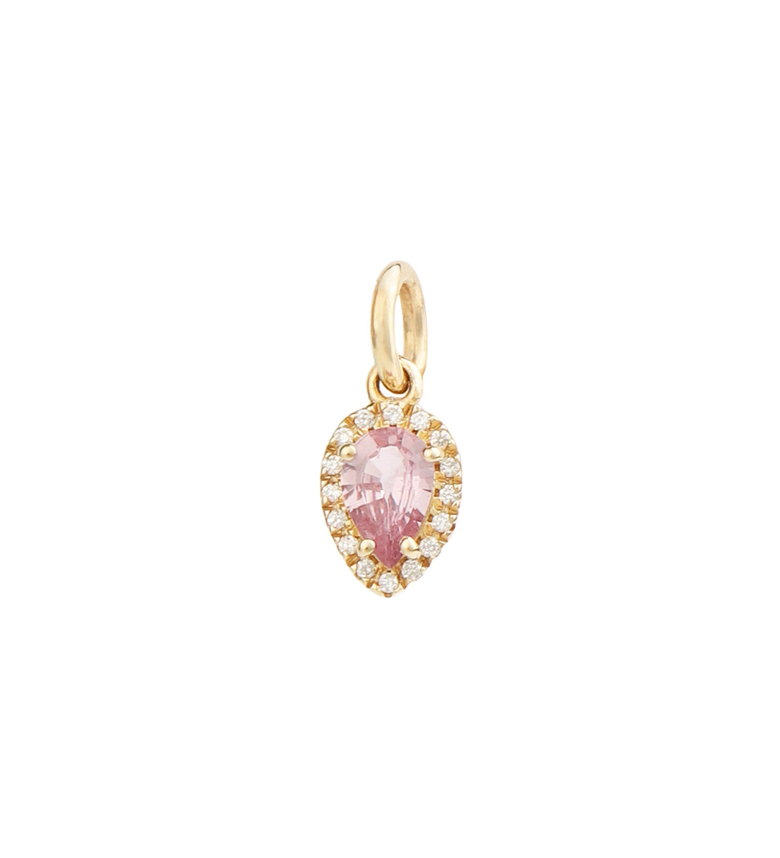 Goldhive-Mini Pink Sapphire Halo Charm-Necklaces-14k Yellow Gold, Diamond, Pink Sapphire-Blue Ruby Jewellery-Vancouver Canada