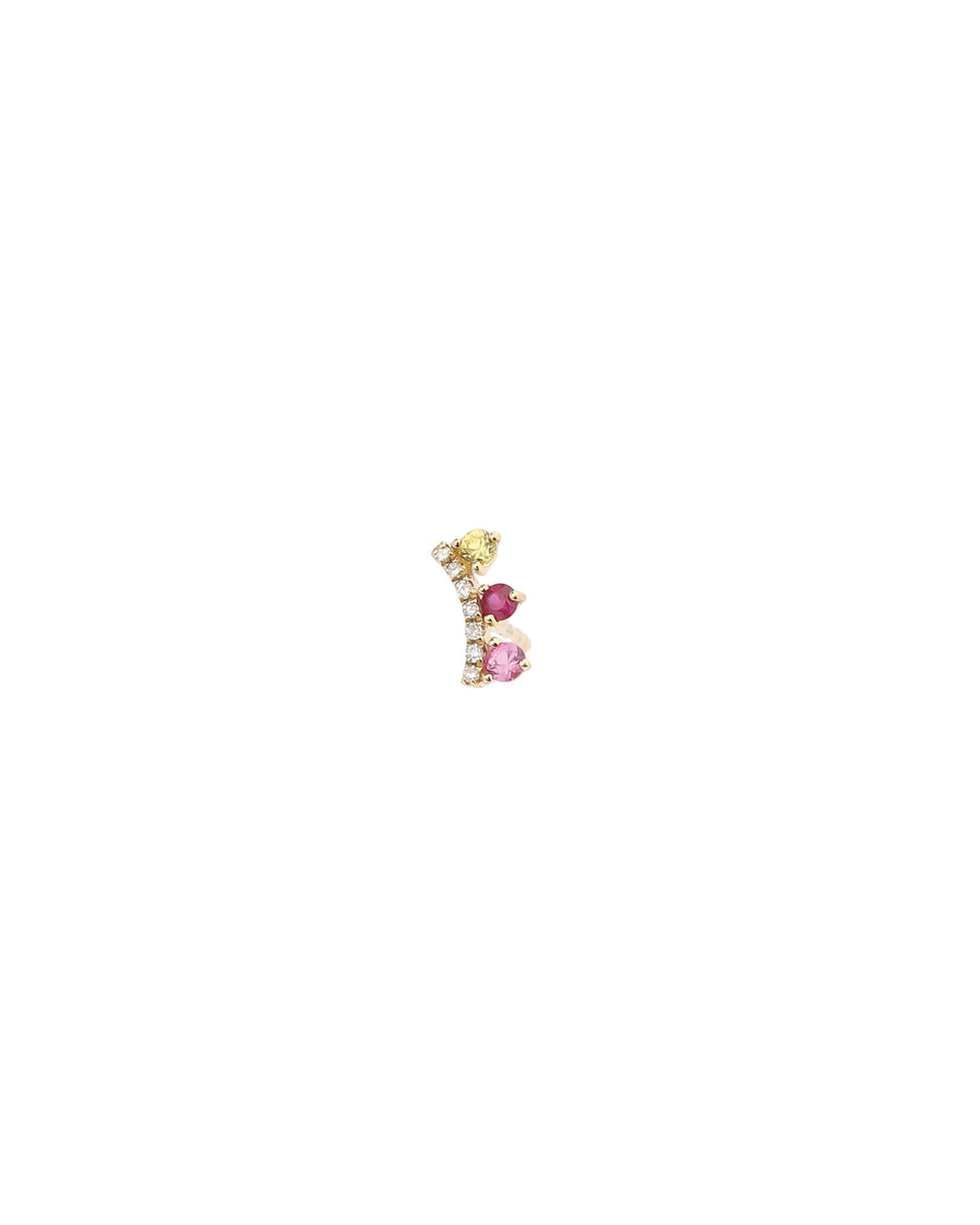 Goldhive-Curved Stone + Diamond Stud-Earrings-14k Yellow Gold, Ruby-Blue Ruby Jewellery-Vancouver Canada