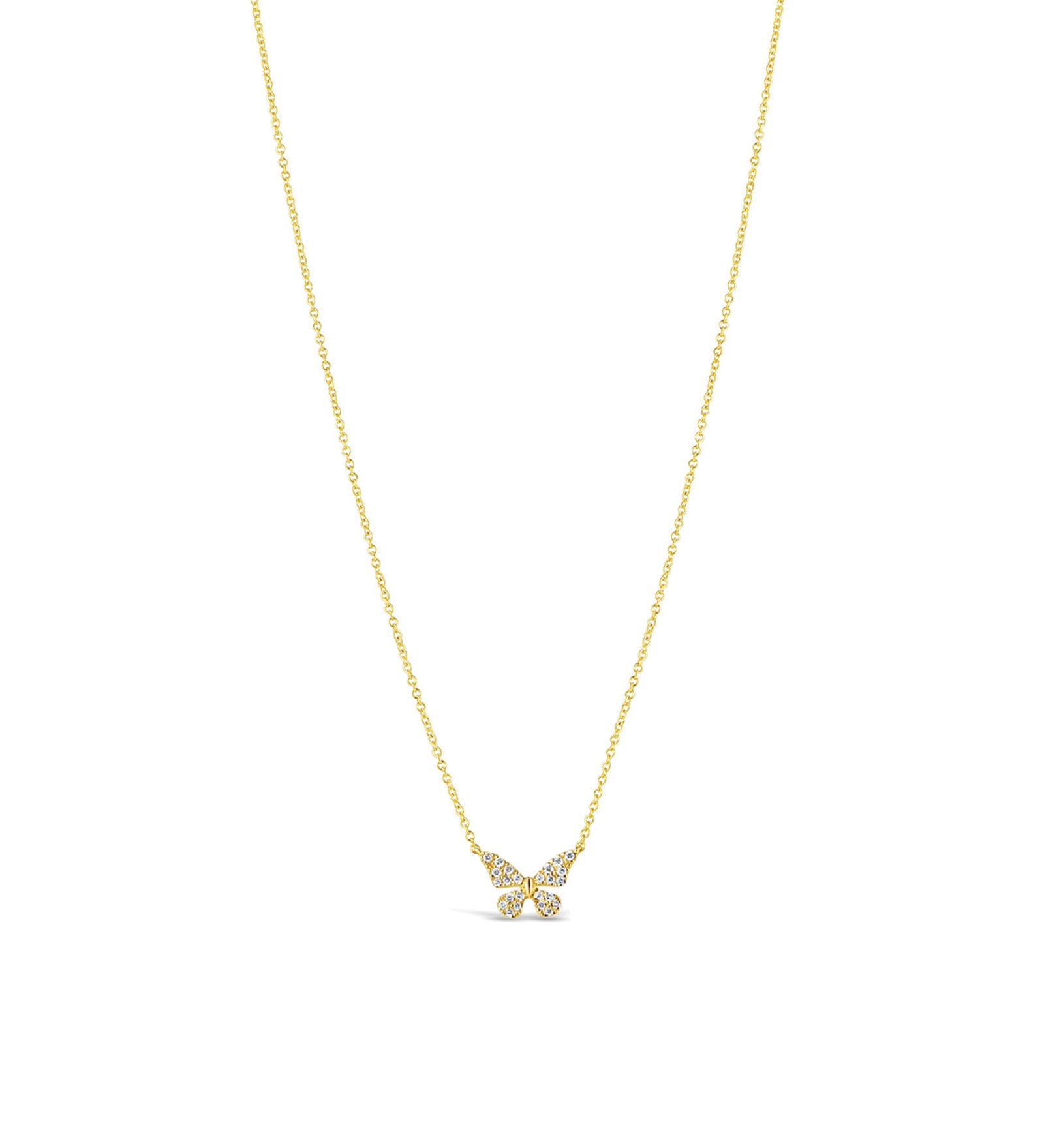 Medium Butterfly Pave Necklace 14k Yellow Gold