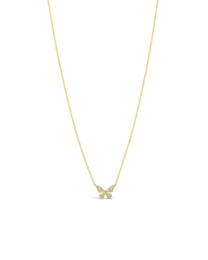 Medium Butterfly Pave Necklace 14k Yellow Gold