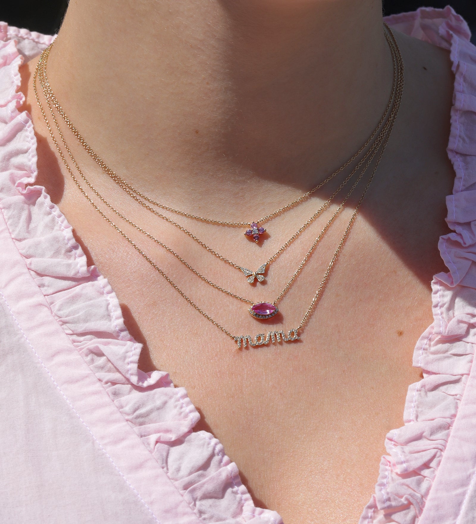 Goldhive-Medium Butterfly Pavé Necklace-Necklaces-Blue Ruby Jewellery-Vancouver Canada