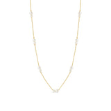 Two Pearl Station Necklace 14k Yellow Gold