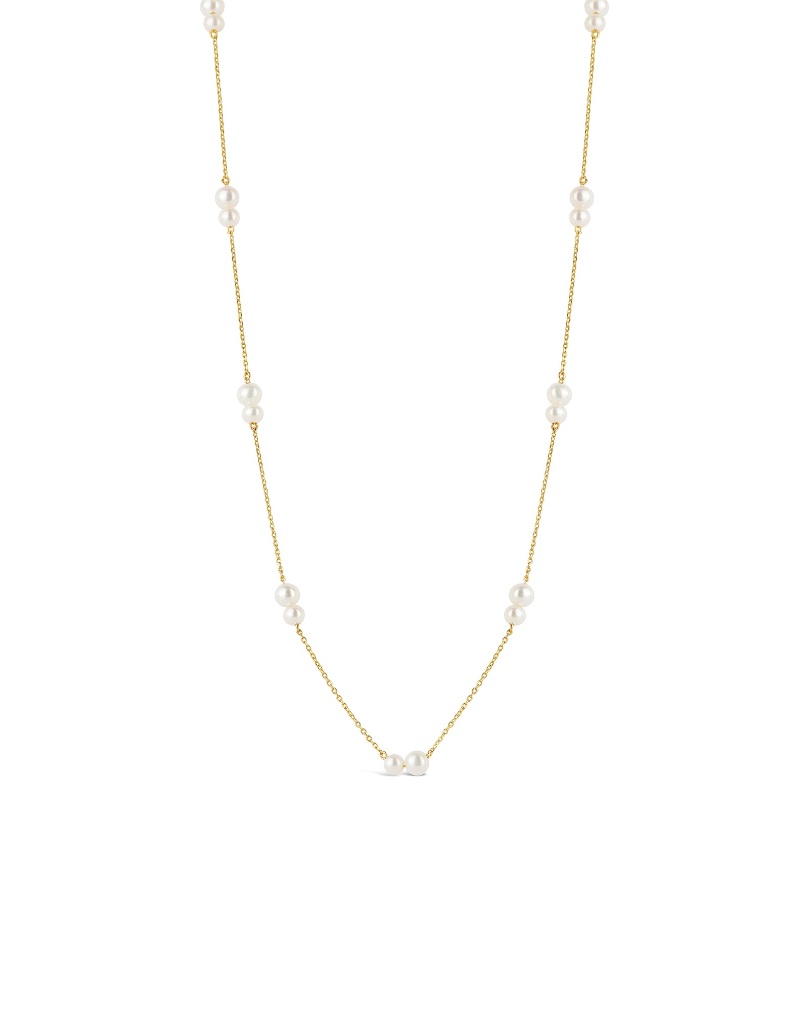 Two Pearl Station Necklace 14k Yellow Gold