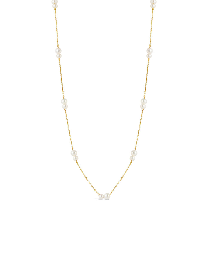 Two Pearl Station Necklace 14k Yellow Gold