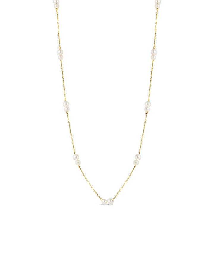Two Pearl Station Necklace 14k Yellow Gold