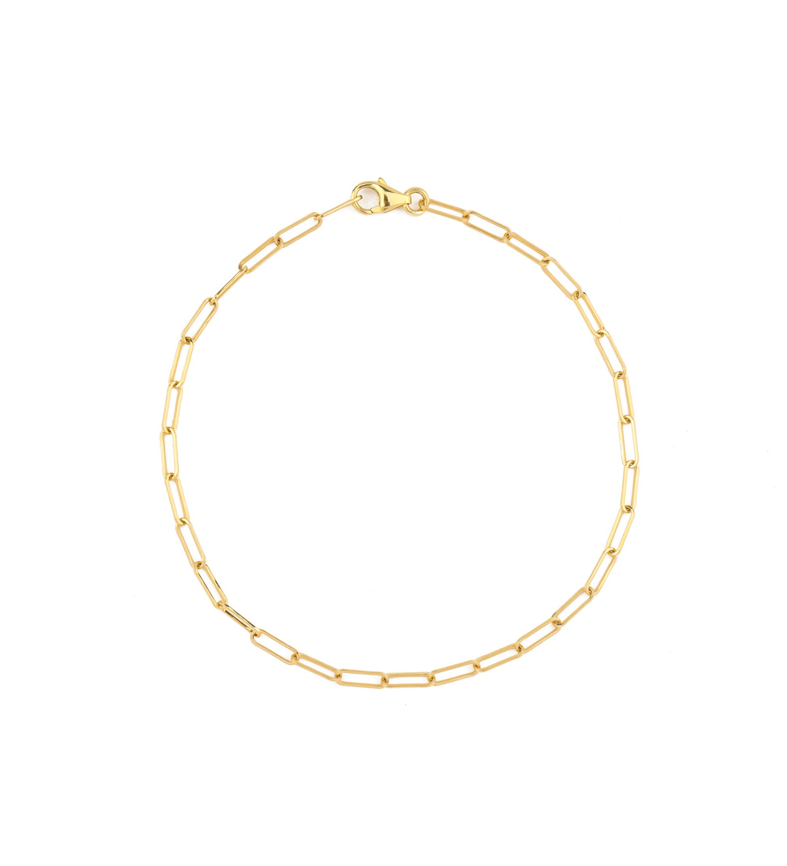 Small Paperclip Chain Bracelet 14k Yellow Gold