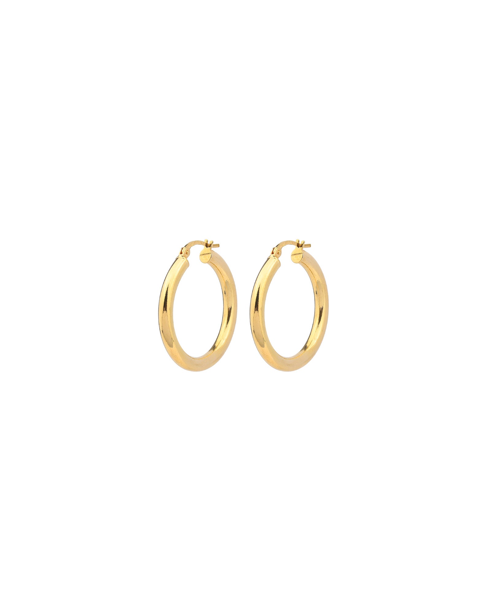 Goldhive Tube Hoops Blue Ruby Jewellery Canada 14k Yellow Gold 25mm