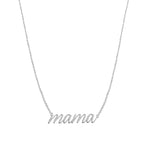 Goldhive-Mama Cursive Necklace-Necklaces-10k White Gold-Blue Ruby Jewellery-Vancouver Canada
