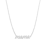 Goldhive-Mama Cursive Necklace-Necklaces-10k White Gold-Blue Ruby Jewellery-Vancouver Canada