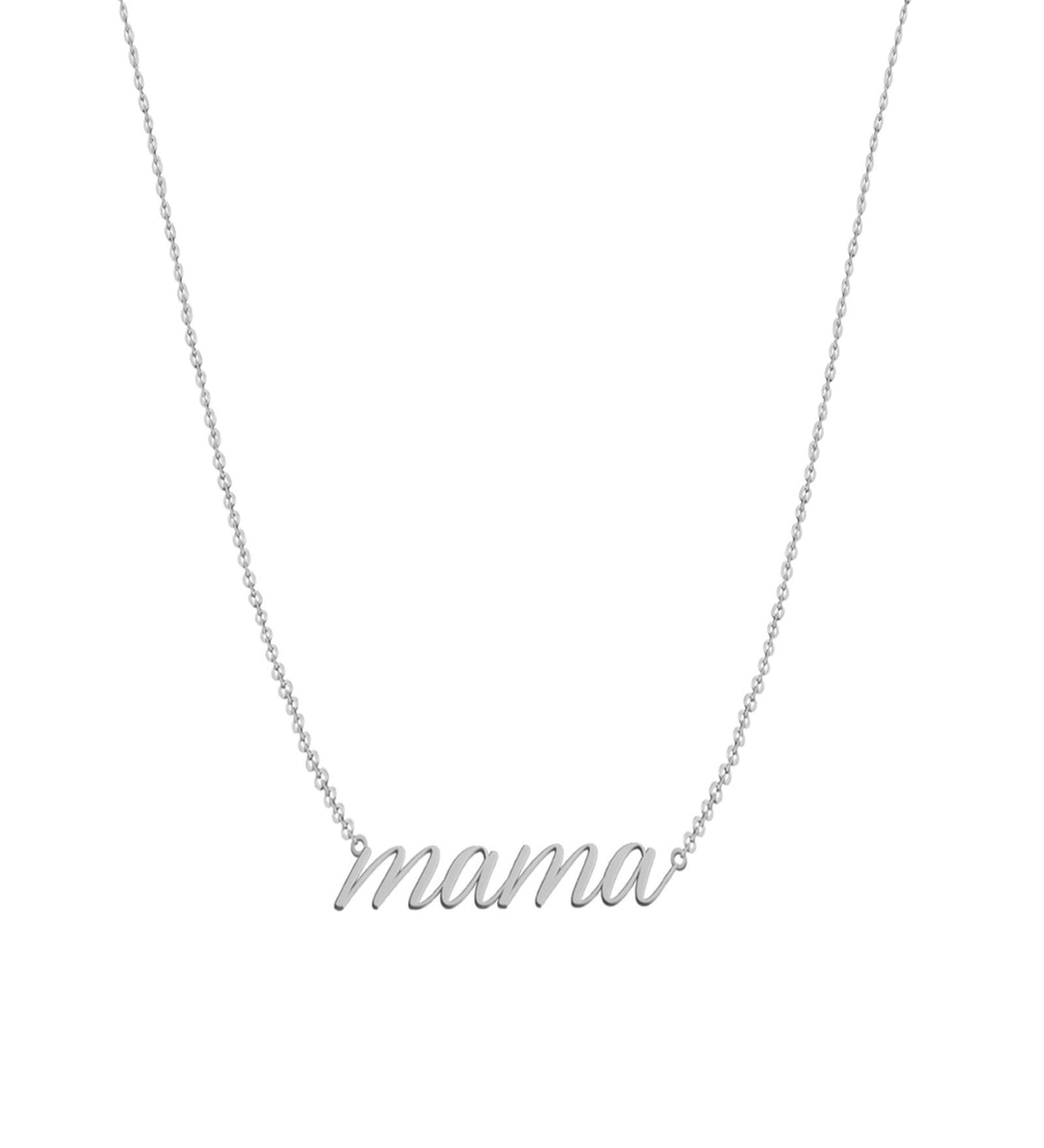 Goldhive-Mama Cursive Necklace-Necklaces-10k White Gold-Blue Ruby Jewellery-Vancouver Canada