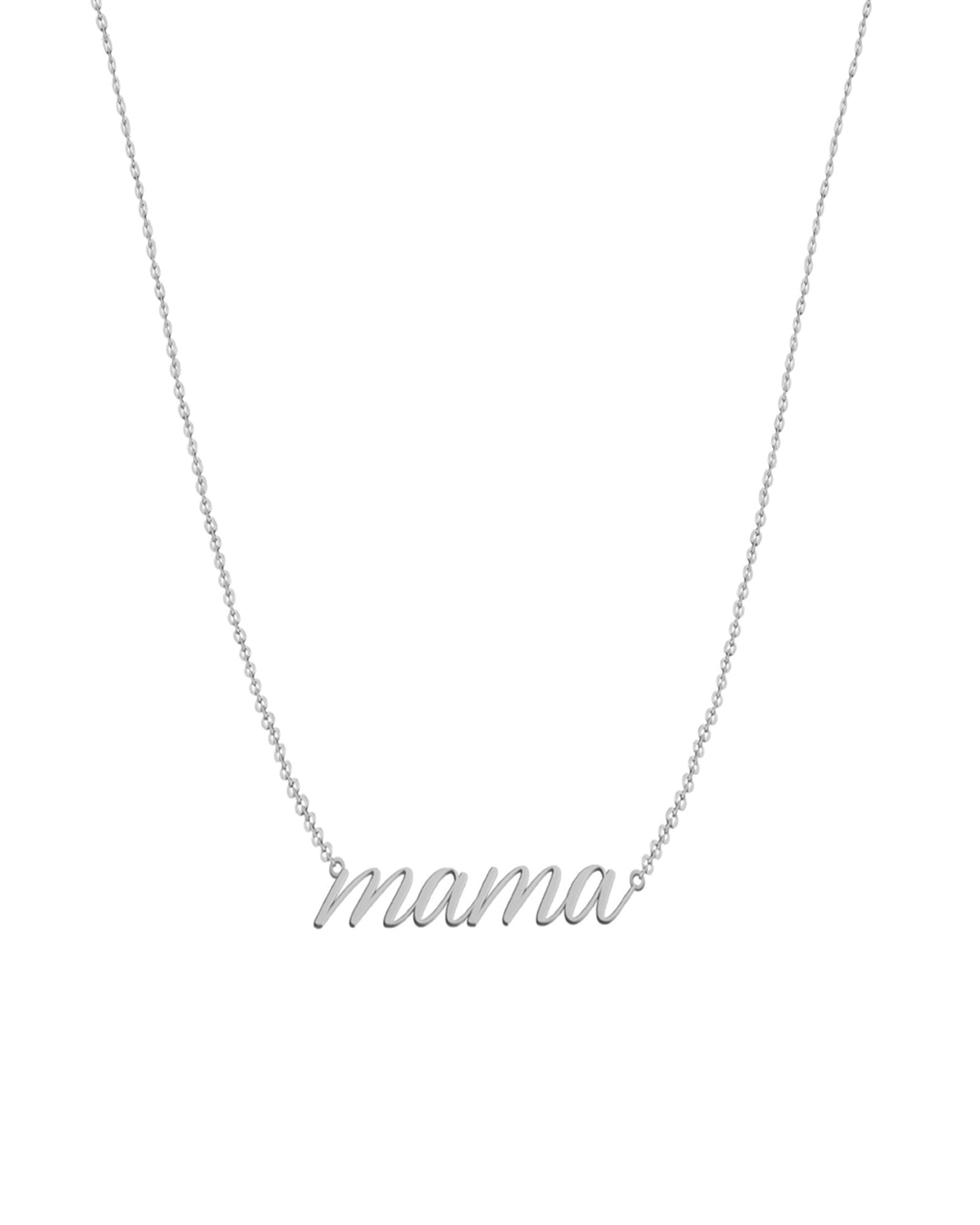 Goldhive-Mama Cursive Necklace-Necklaces-10k White Gold-Blue Ruby Jewellery-Vancouver Canada