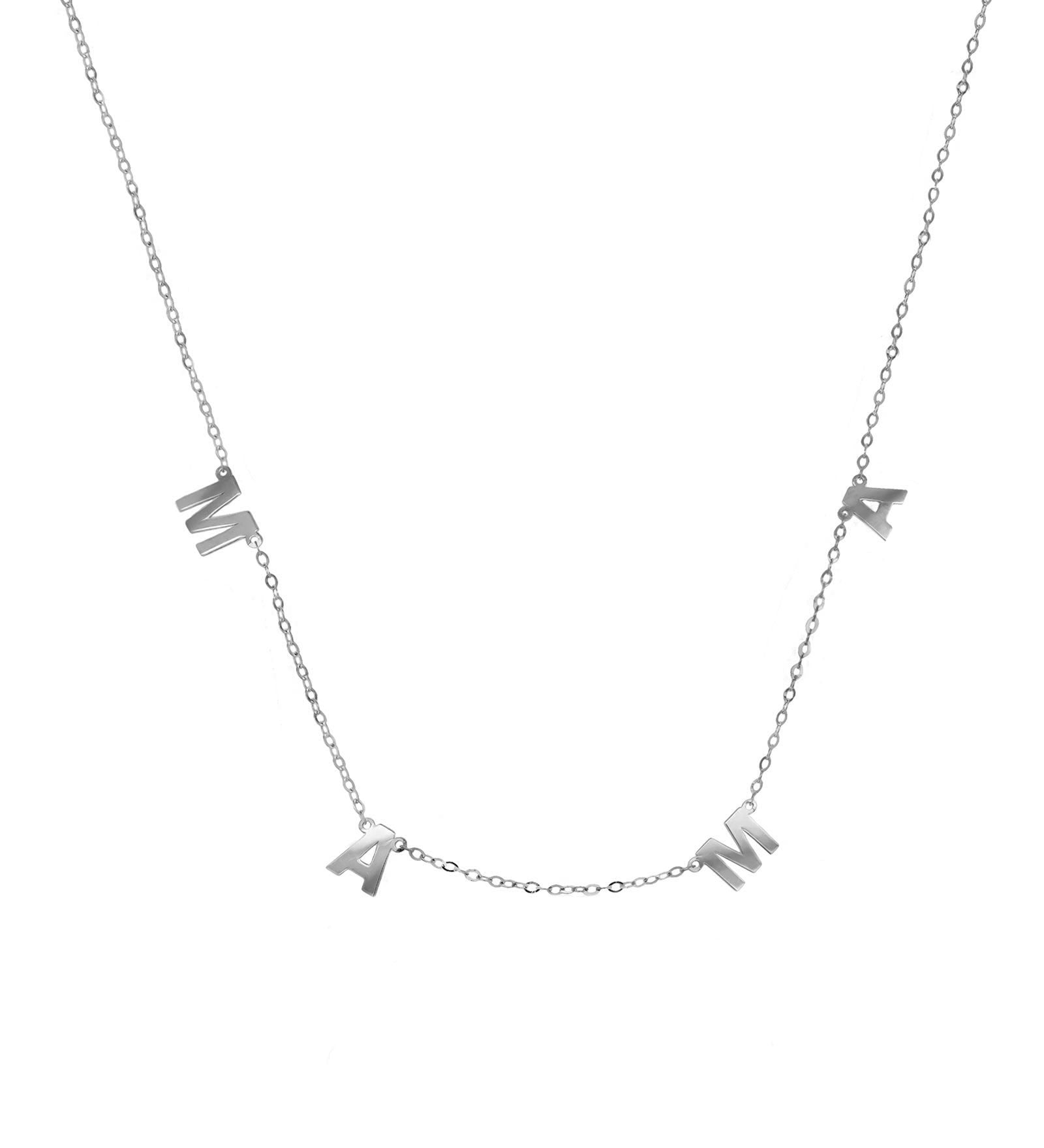 Mama Drop Letter Necklace 14k Yellow Gold