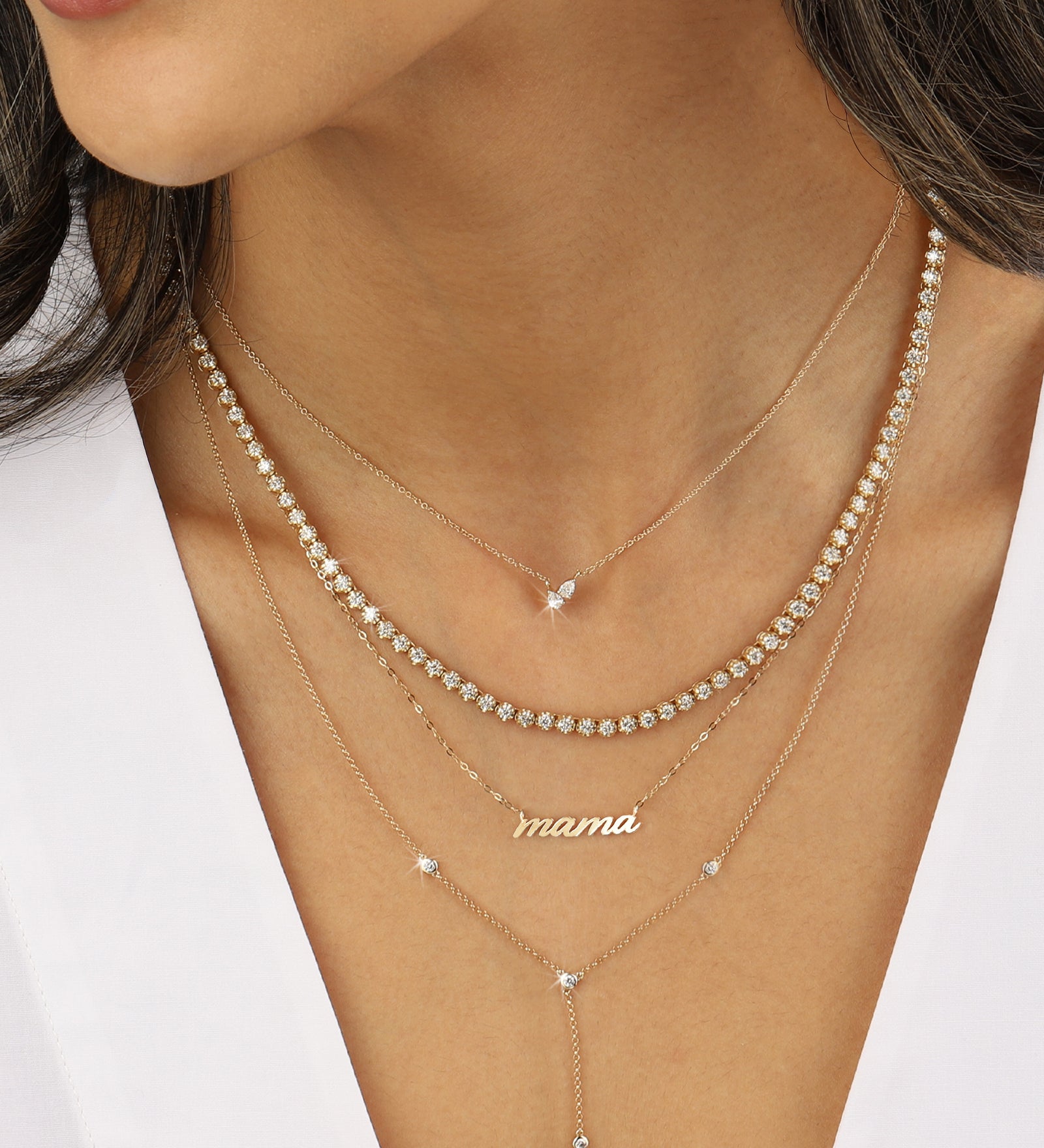 Goldhive-Mama Cursive Necklace-Necklaces-Blue Ruby Jewellery-Vancouver Canada
