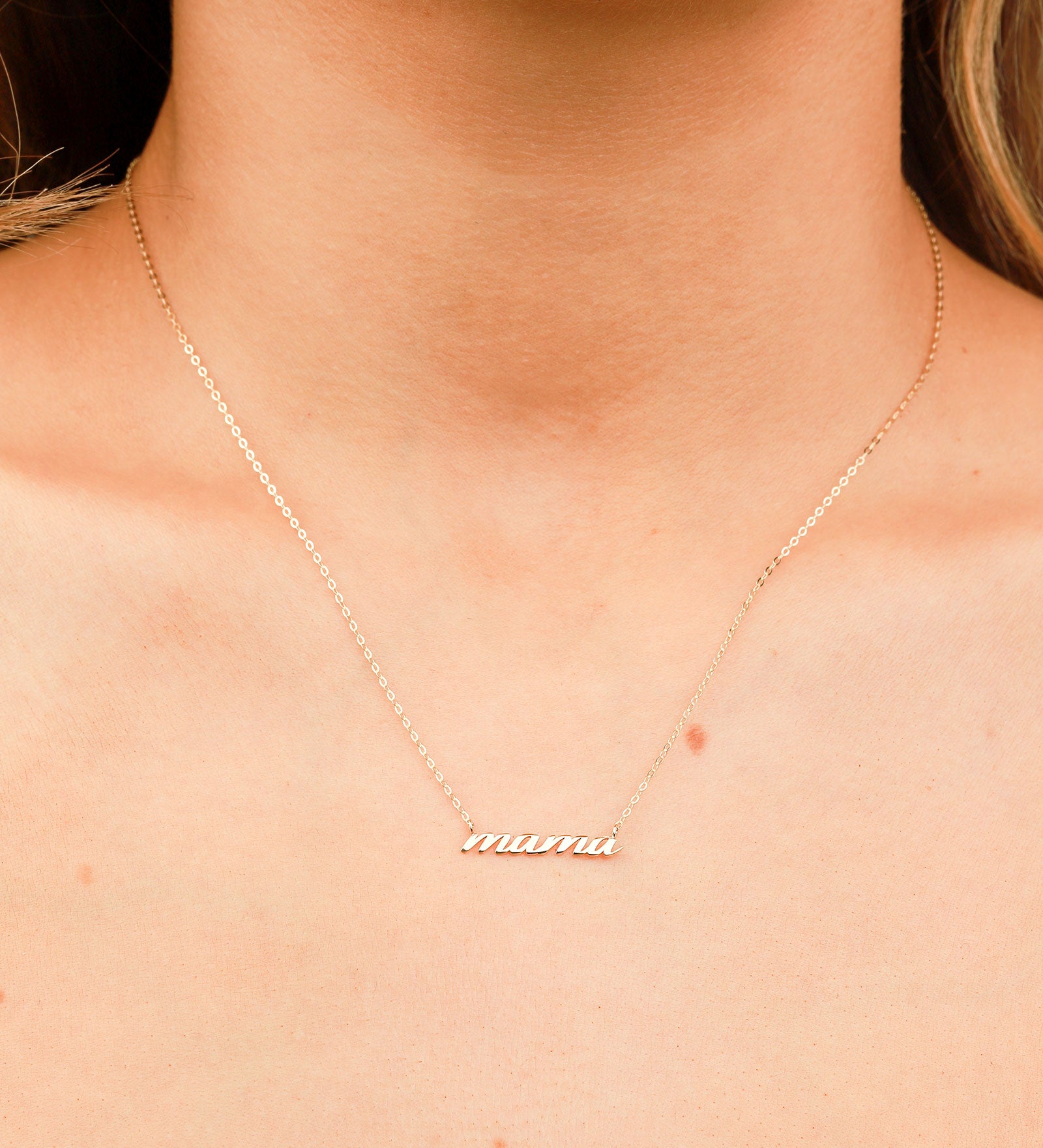 Mama Cursive Necklace 10k Yellow Gold