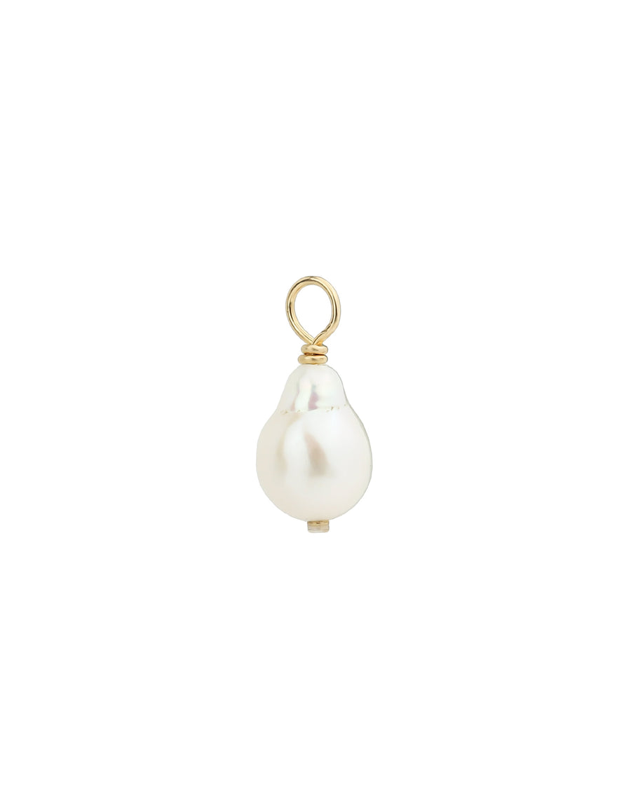 Pearl Hoop Charm 14k Yellow Gold, White Pearl