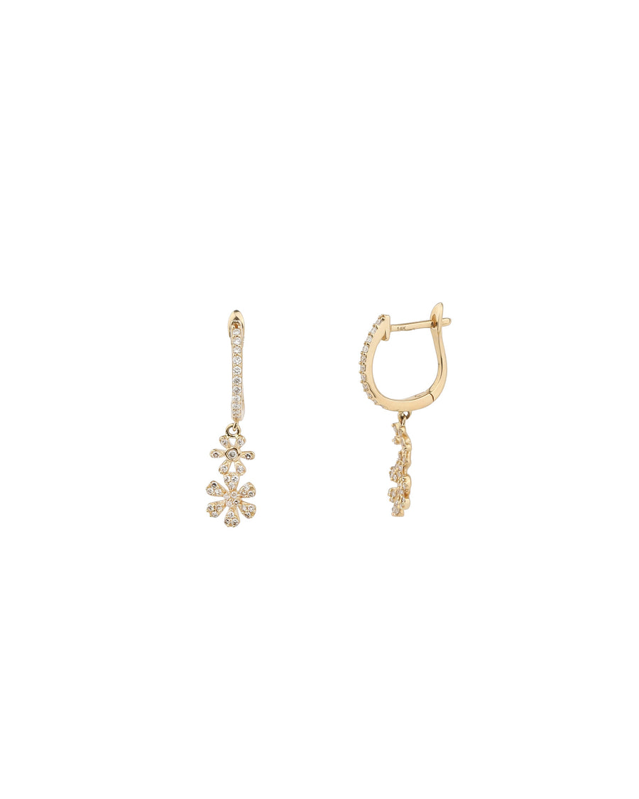 Goldhive-2 Daisy Drop Pavé Huggies-Earrings-14k Yellow Gold, Diamond-Blue Ruby Jewellery-Vancouver Canada