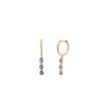 Goldhive-3 Drop London Blue Topaz Huggies-Earrings-14k Yellow Gold, Diamond-Blue Ruby Jewellery-Vancouver Canada