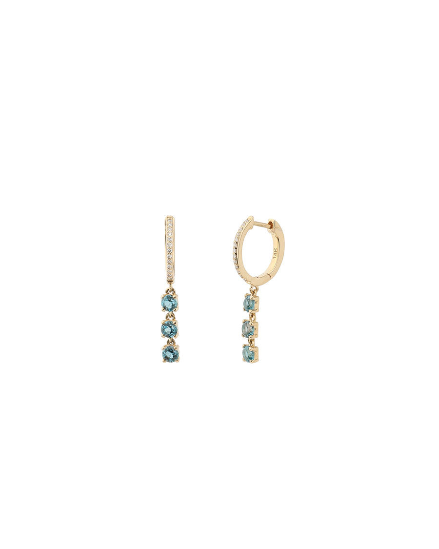 Goldhive-3 Drop London Blue Topaz Huggies-Earrings-14k Yellow Gold, Diamond-Blue Ruby Jewellery-Vancouver Canada