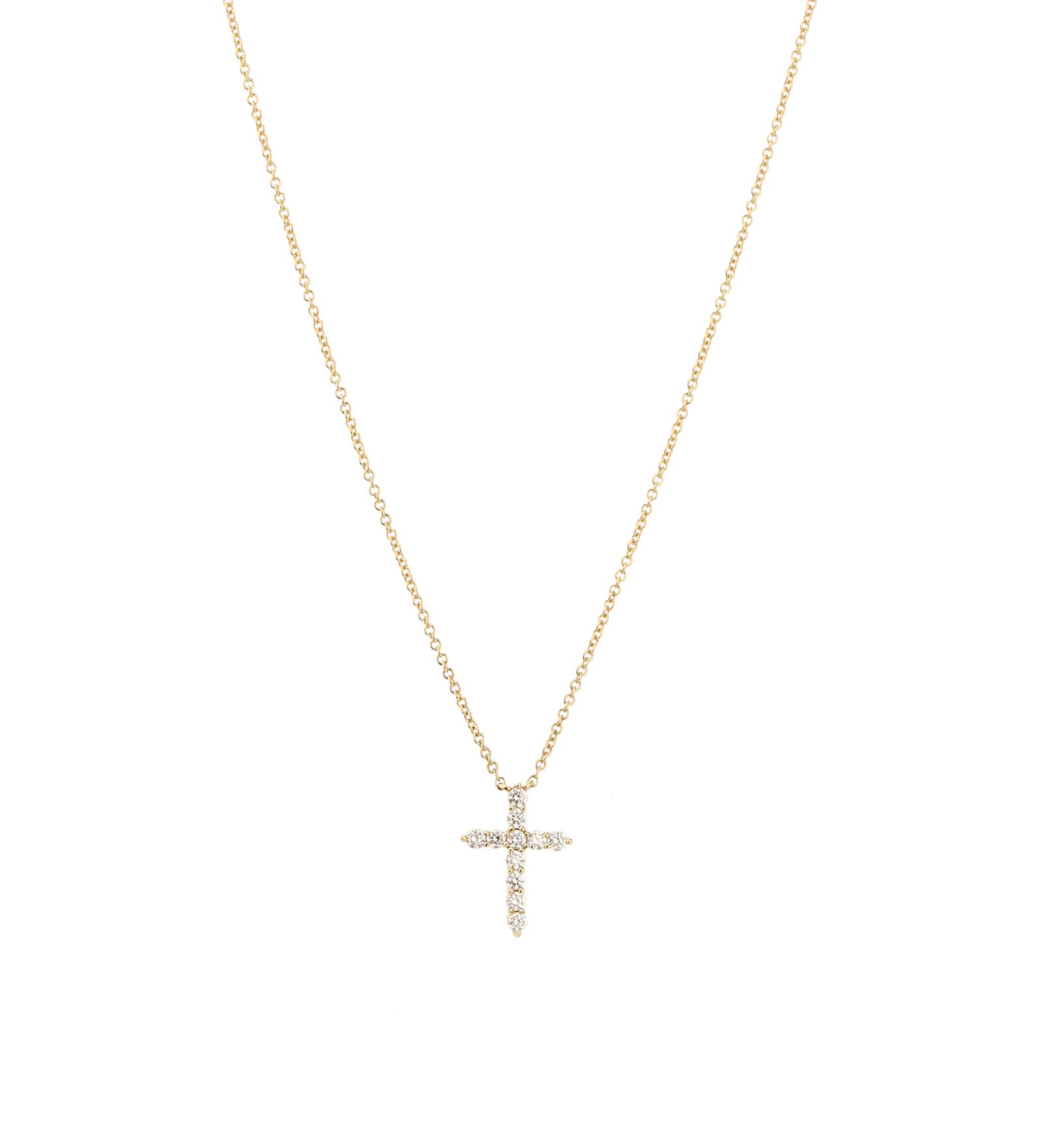Goldhive-Bezel Diamond Cross Necklace-Necklaces-14k Yellow Gold, Diamond-Blue Ruby Jewellery-Vancouver Canada