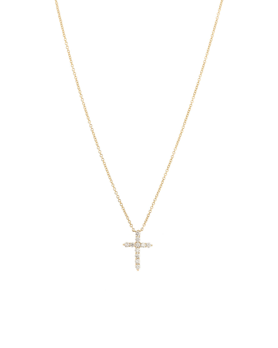 Goldhive-Bezel Diamond Cross Necklace-Necklaces-14k Yellow Gold, Diamond-Blue Ruby Jewellery-Vancouver Canada