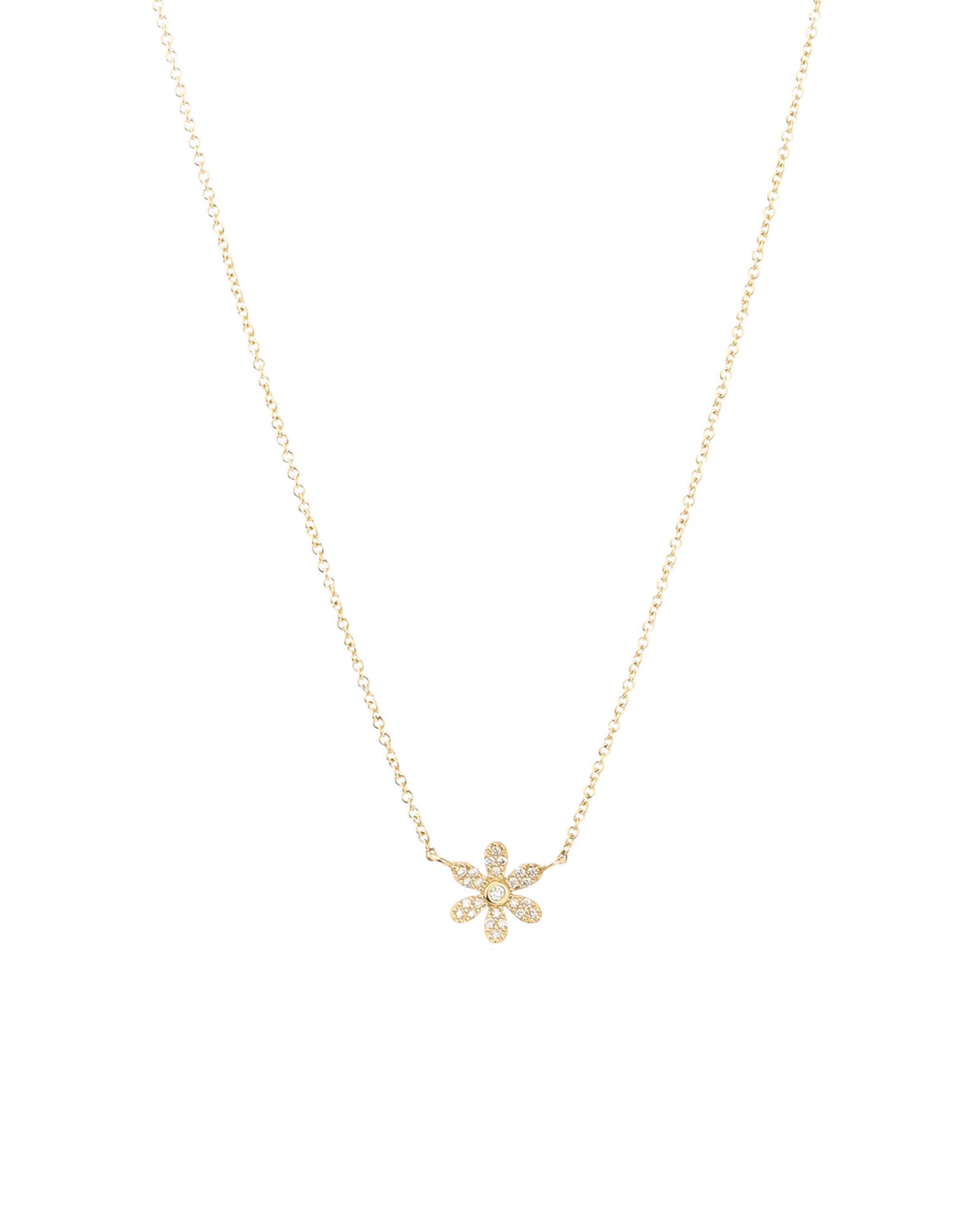 Goldhive-6 Petal Pavé Necklace-Necklaces-14k Yellow Gold, Diamond-Blue Ruby Jewellery-Vancouver Canada